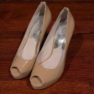 Nude peekaboo platform heels